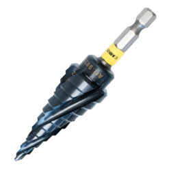 717163M35TiAN Burghiu in trepte HSS M35 cu patru canale cu coada hexagonala de impact, acoperire TiAN cod 902554