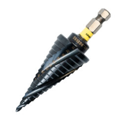 717163M35TiAN Burghiu in trepte HSS M35 cu patru canale cu coada hexagonala de impact, acoperire TiAN cod 902555