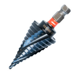 717163M2TiAN Burghiu in trepte HSS M2 cu patru canale cu coada hexagonala de impact, acoperire TiAN cod 902558