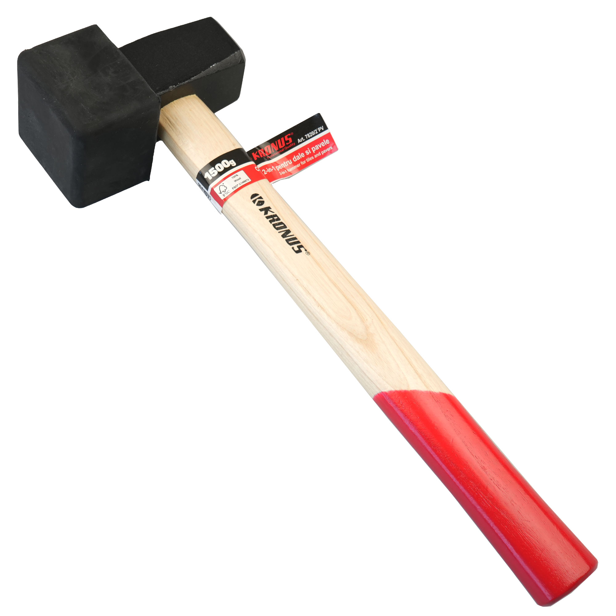 7820/2PV Ciocan 2-in-1 pentru dale si pavele 1,5 kg, profil patrat, coada din lemn cod 902735