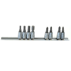 7187TM8 Set 8 tubulare cu biți 1/4" Cr-Mo pentru mobilier și asamblare - Hex, PZ & PH 903401